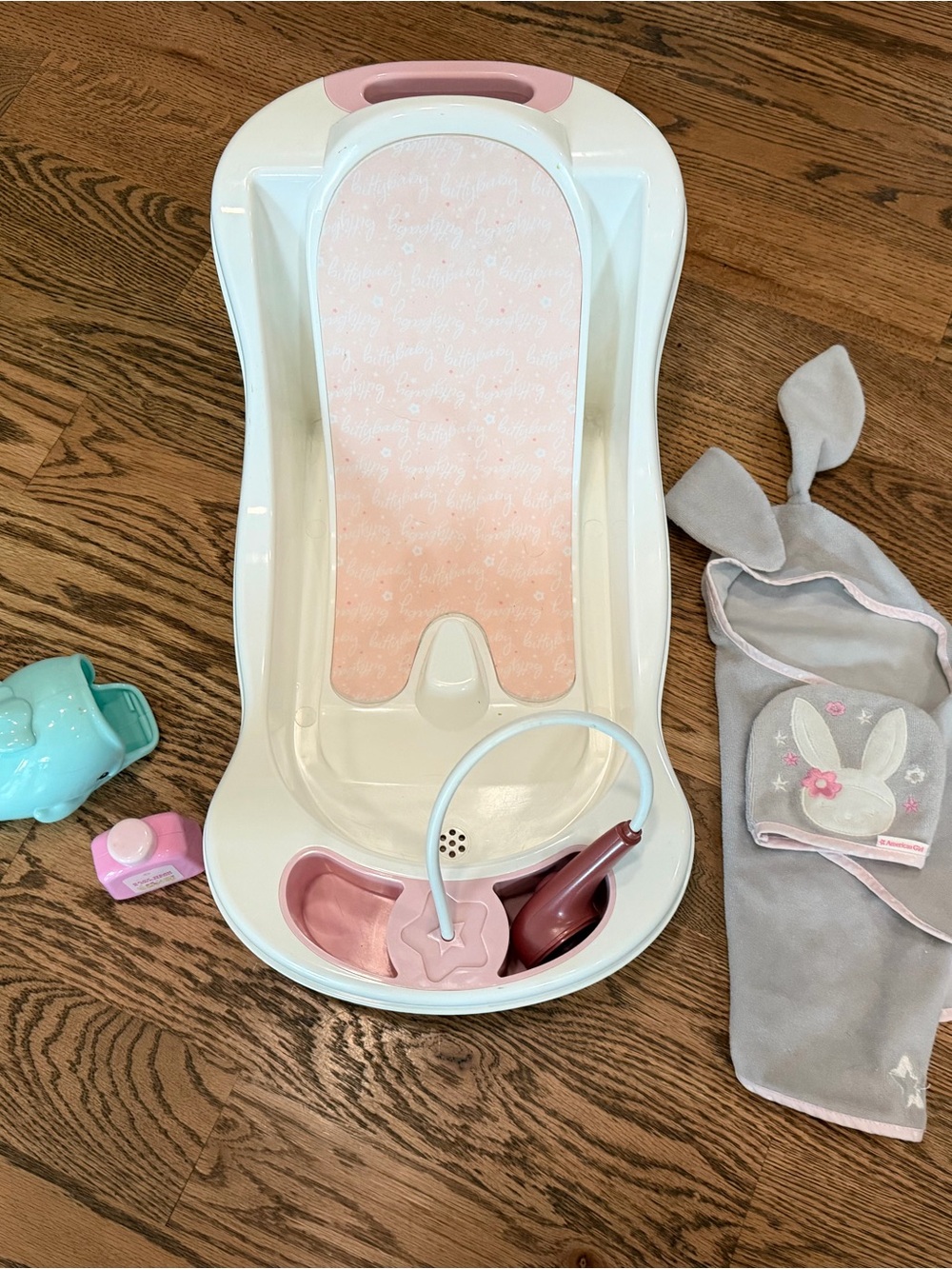 American Girl Pink and White Doll Bathtub with Accessories